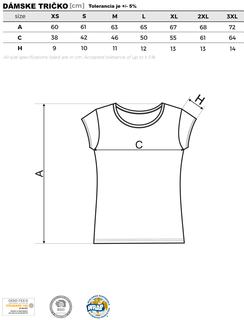 Tabuľka dámske veľkosti vtipné svietiace tričká
